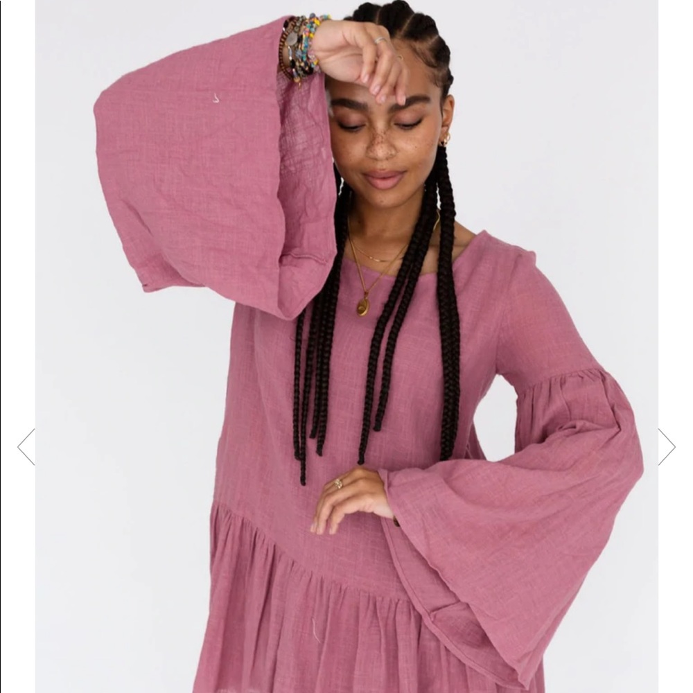 NWT Mauve Pink Bell Sleeve Peasant Dress by Easel, size M